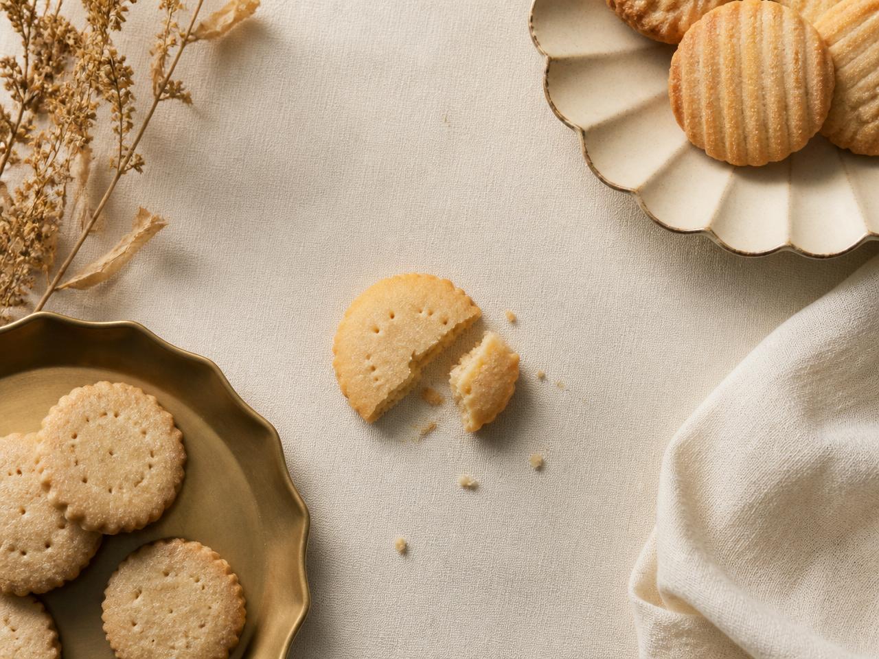 Elegante koekjes op een crème linnen ondergrond